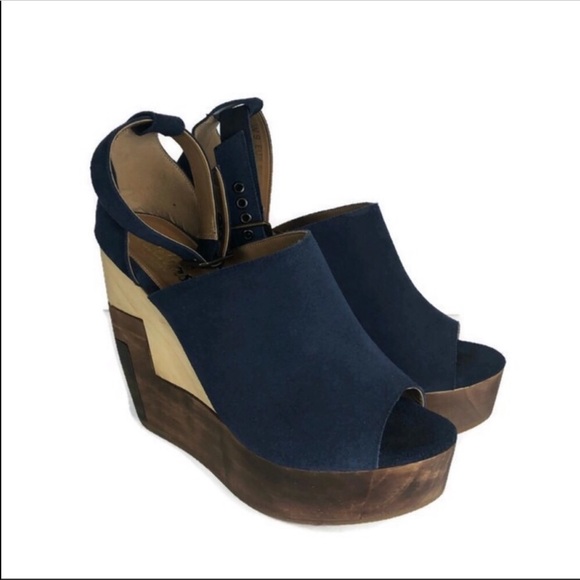 inkkas Shoes - Inkkas Wedge Chilean Wood Stacked Heel Blue Size 9